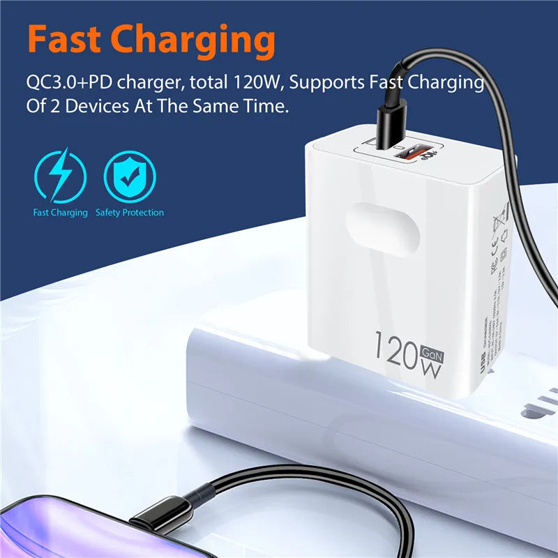 Chargeur rapide 120 W avec câble USB type C SOREBRAIN