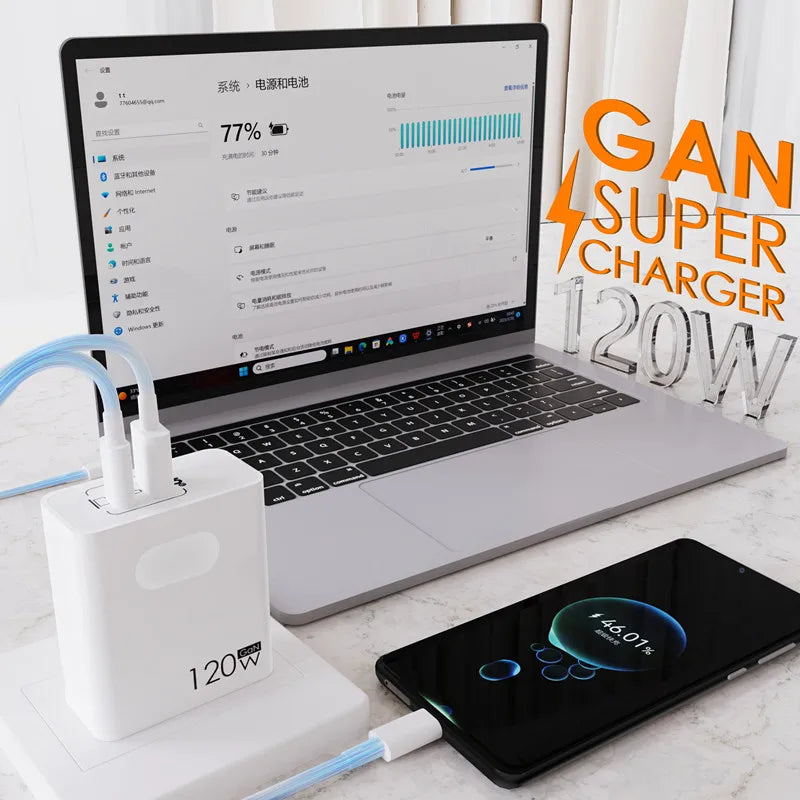 Chargeur rapide 120 W avec câble USB type C SOREBRAIN