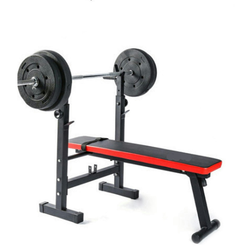 Banc de musculation pliable réglable avec barres de support pour haltères et station de dips SOREBRAIN