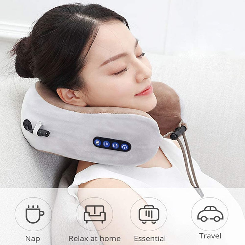 Masseur de cou électrique oreiller en forme de U multifonctionnel portable SOREBRAIN